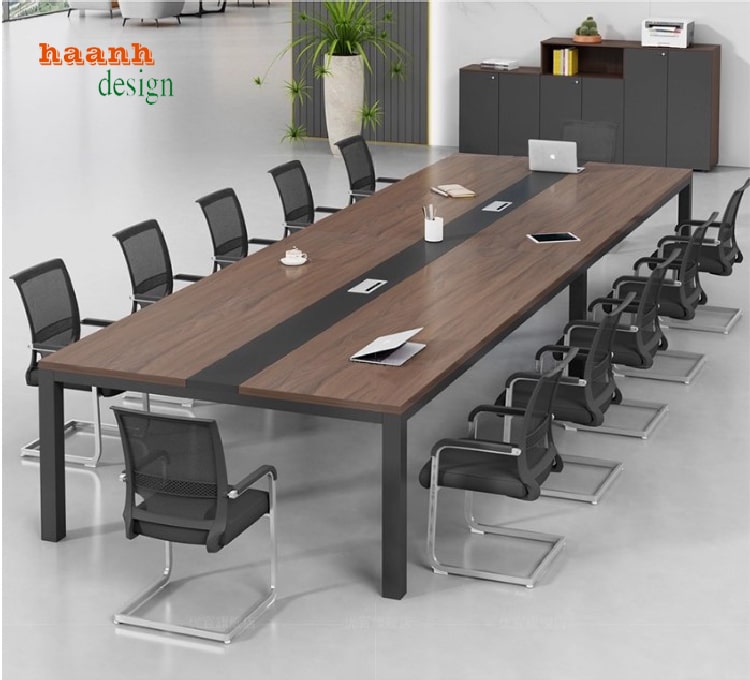 Mẫu bàn họp chân sắt mặt gỗ đẹp, sang trọng cho doanh nghiệp-BHS 012