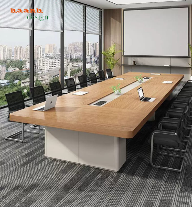 Phương án bàn họp màu nâu sáng Bàn họp PHH 017 phối màu nâu sáng