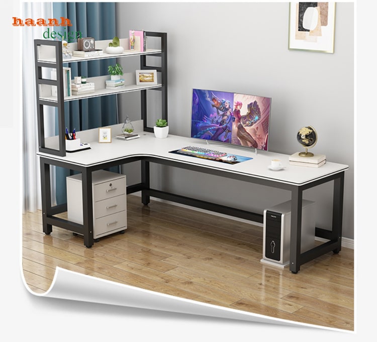 Bàn làm việc chân sắt mặt gỗ