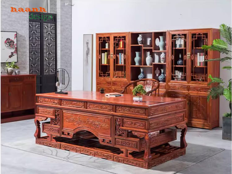 nội thất ph&ograve;ng l&atilde;nh đạo gỗ giả cổ cao cấp