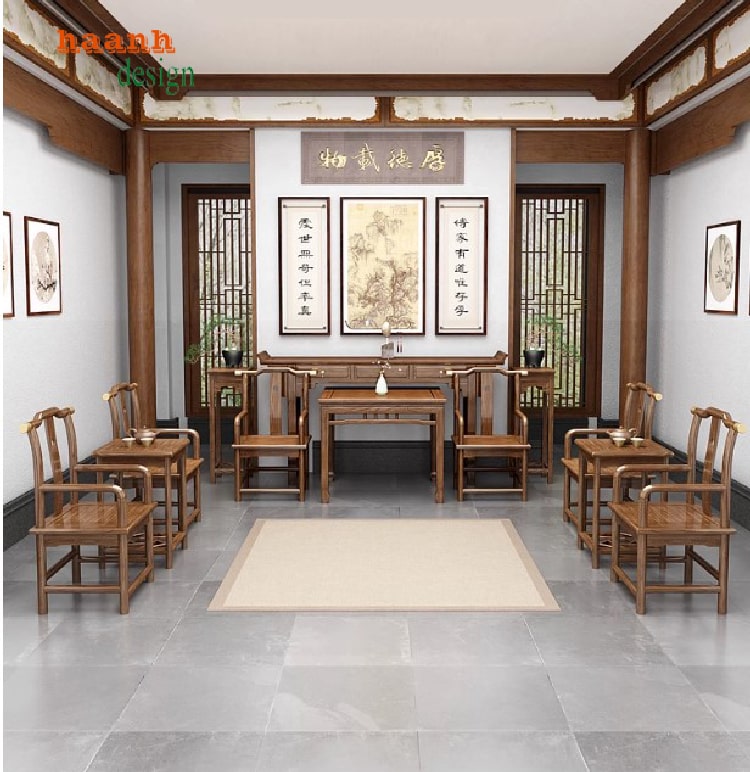 Bàn ghế phòng thờ gỗ tự nhiên-Tôn nghiêm không gian tâm linh-BTH 013