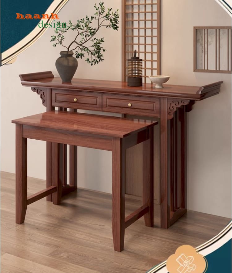 Khám phá các mẫu bàn thờ gia tiên đẹp hai tầng sang trọng-BTH 017
