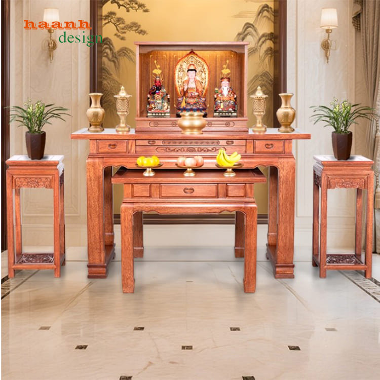 Bàn thờ gỗ đẹp – Giải pháp hoàn hảo cho phòng thờ gia đình-BTH 018