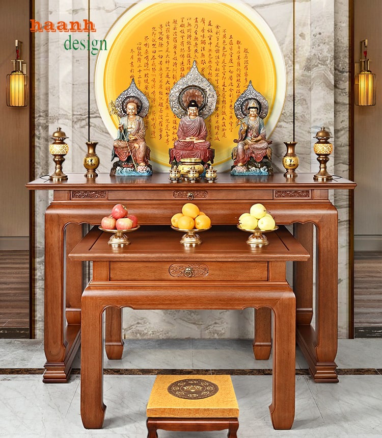 Chọn lựa bàn thờ gia tiên gỗ hai tầng phù hợp-BTH 012