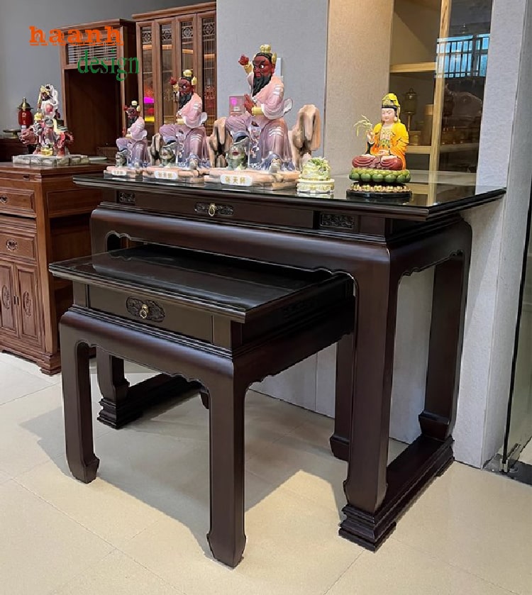bàn thờ gia tiên gỗ hai tầng