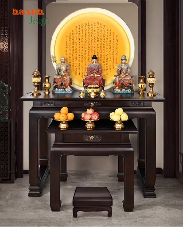 bàn thờ gia tiên gỗ hai tầng