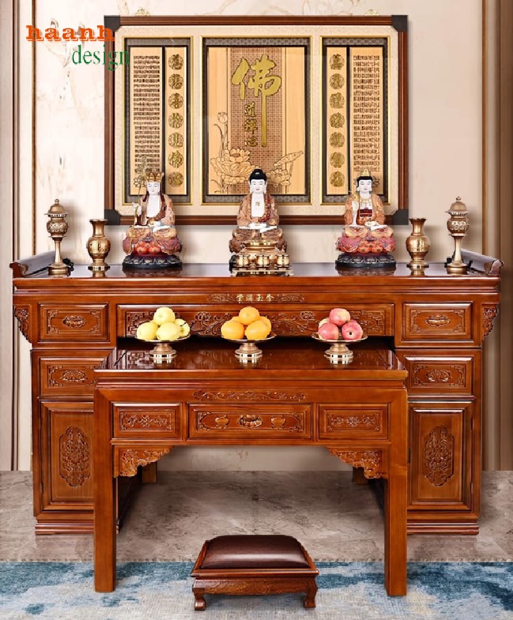 Mẫu bàn thờ gỗ hương đá đẹp – Tinh hoa thờ cúng truyền thống-BTH 014
