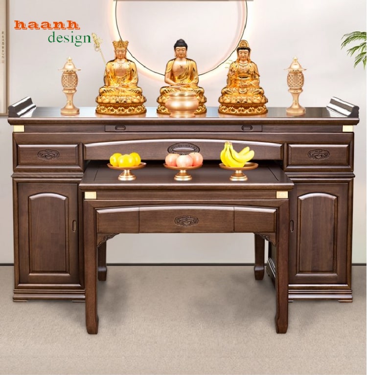 Mẫu bàn thờ Phật và gia tiên giả cổ Trung Quốc hai tầng-BTH 015