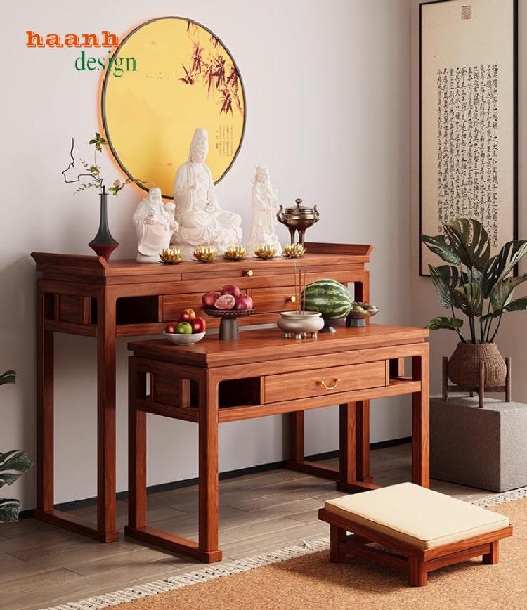 Mẫu bàn thờ Phật đẹp bằng gỗ hương nhập khẩu Nam Phi-BTP 007