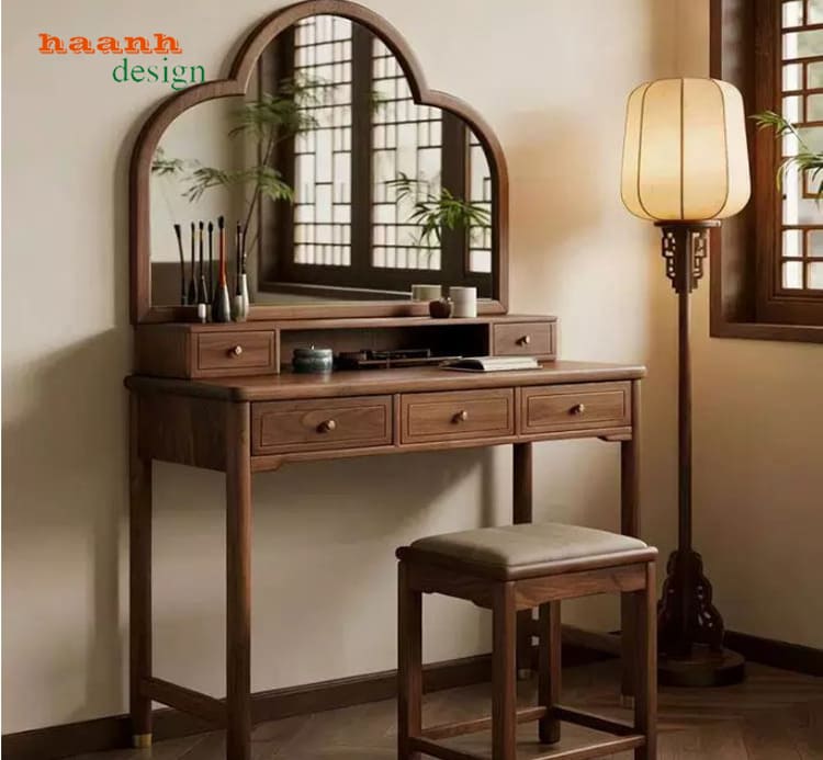 Bàn Trang Điểm Đẹp Thiết Kế Hiện Đại Từ Gỗ Óc Chó-BTH 010