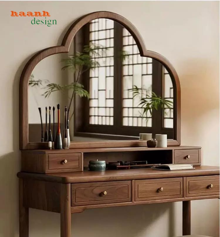 Bàn trang điểm hiện đại bằng gỗ óc chó