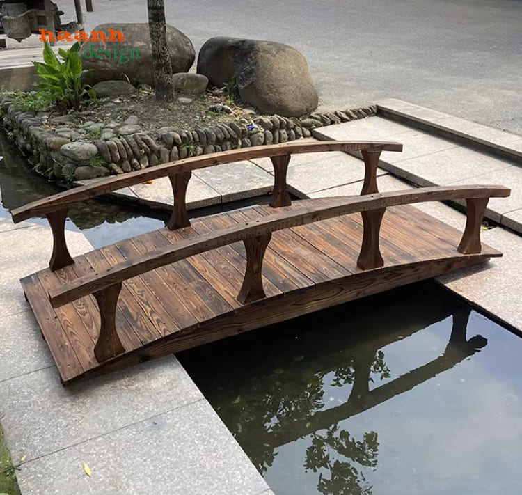 Cầu gỗ đẹp bằng gỗ teak tự nhiên cho cảnh quan ngoài trời-CGN 011