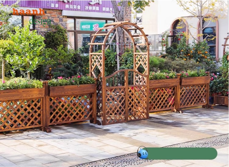 cổng sân vườn gỗ teak