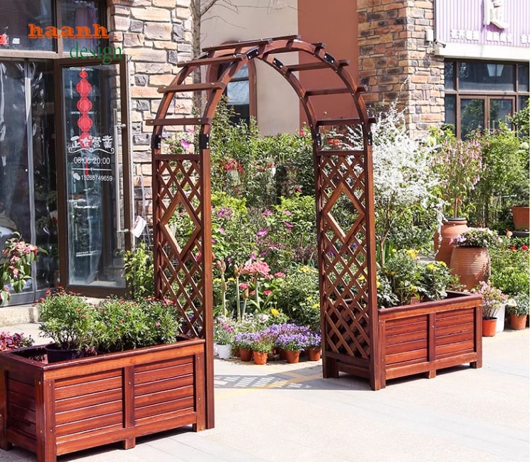 cổng sân vườn gỗ teak