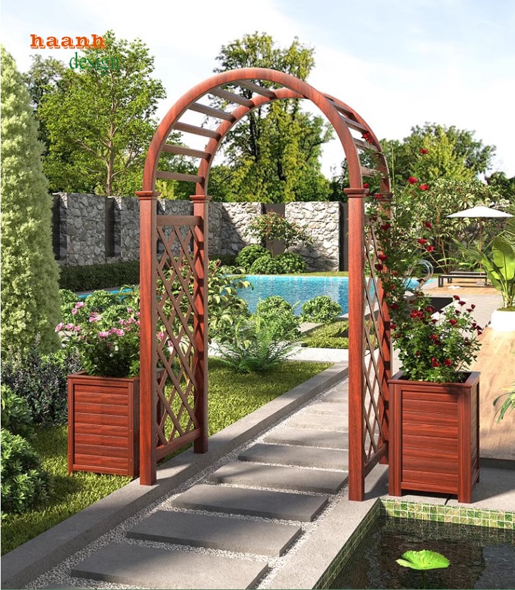cổng sân vườn gỗ teak