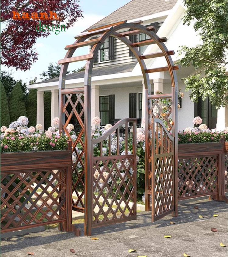 cổng sân vườn gỗ teak