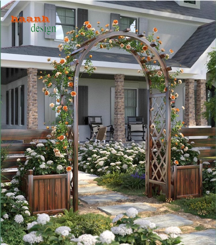 cổng sân vườn gỗ teak