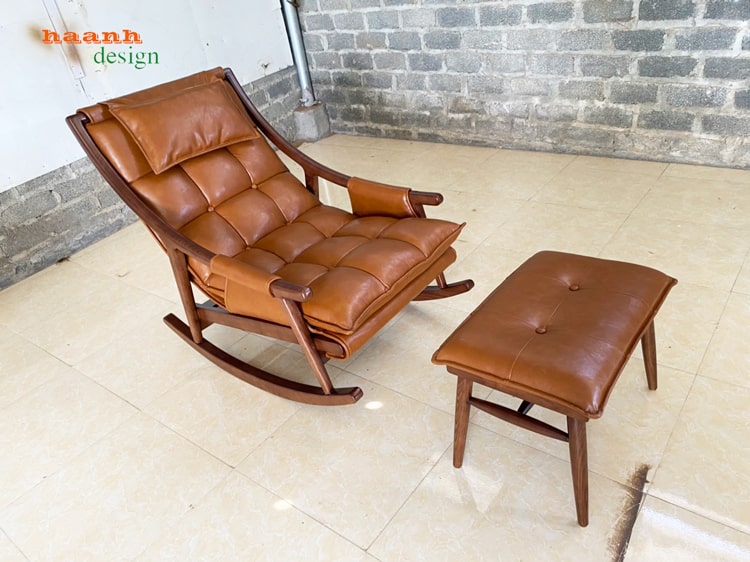 Ghế thư giãn gỗ sồi tự nhiên tiện ích thiết kế đẹp hoàn thành 