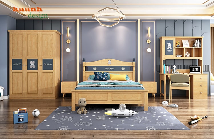 Giường đơn trẻ em gỗ tự nhiên