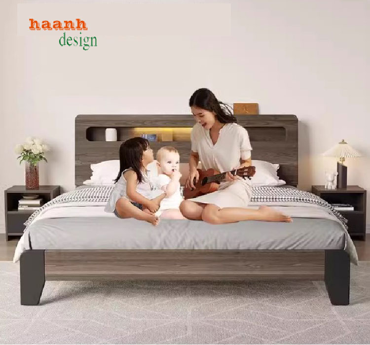 Tiện lợi giường gỗ công nghiệp cho phòng ngủ hiện đại-GNH 004