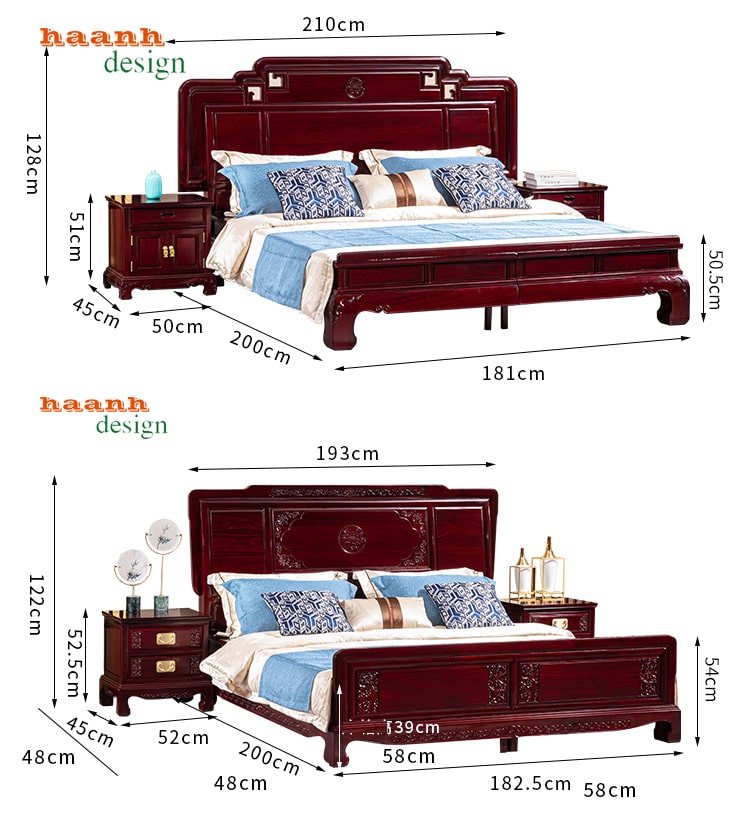 Giường gỗ tự nhiên giả cổ