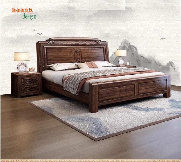 Sang trọng giường ngủ gỗ hương cho không gian nội thất-GNC 009