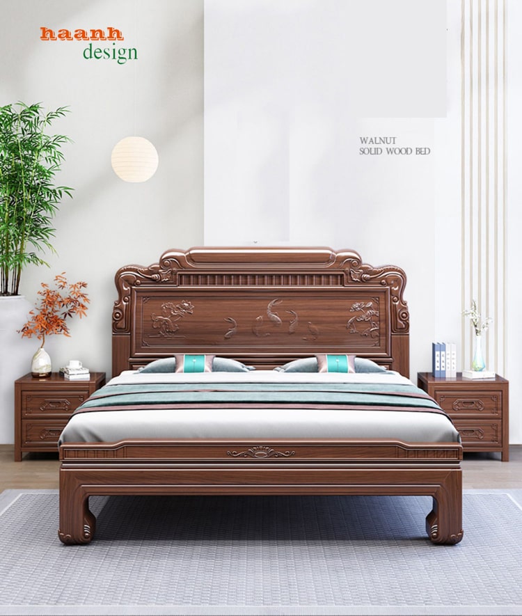 Giường ngủ gỗ tự nhiên giả cổ