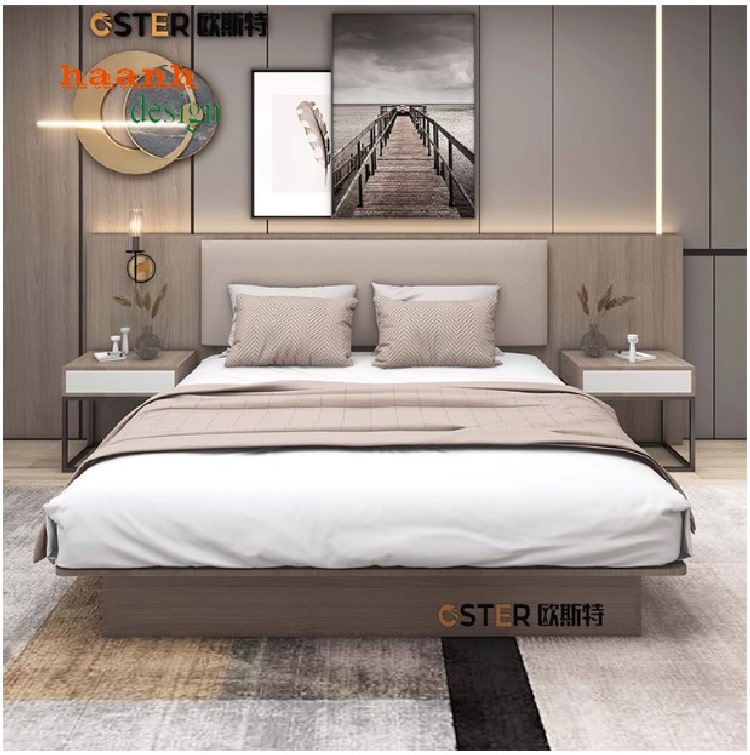 Sang trọng giường ngủ khách sạn gỗ cho không gian khách sạn-GNN 006