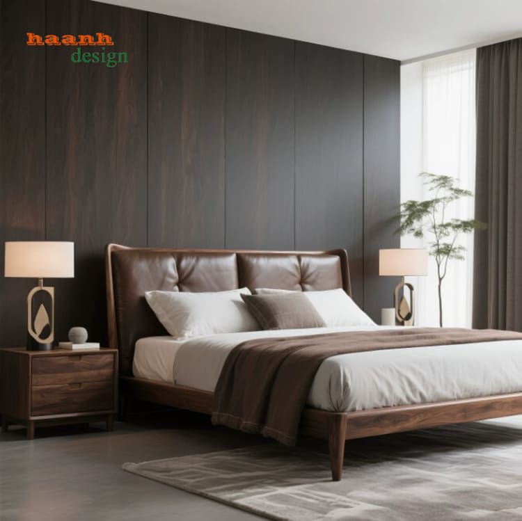 Giường khách sạn gỗ óc chó tự nhiên nhập khẩu Bắc Mỹ