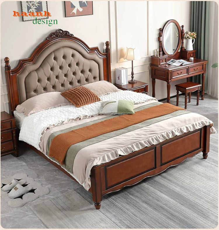 Giường ngủ gỗ t&acirc;n cổ điển