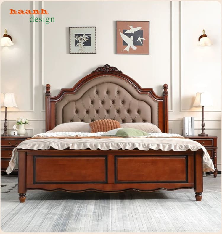 Giường ngủ gỗ t&acirc;n cổ điển