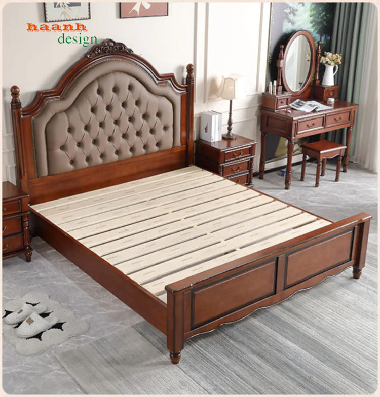 Giường ngủ gỗ t&acirc;n cổ điển