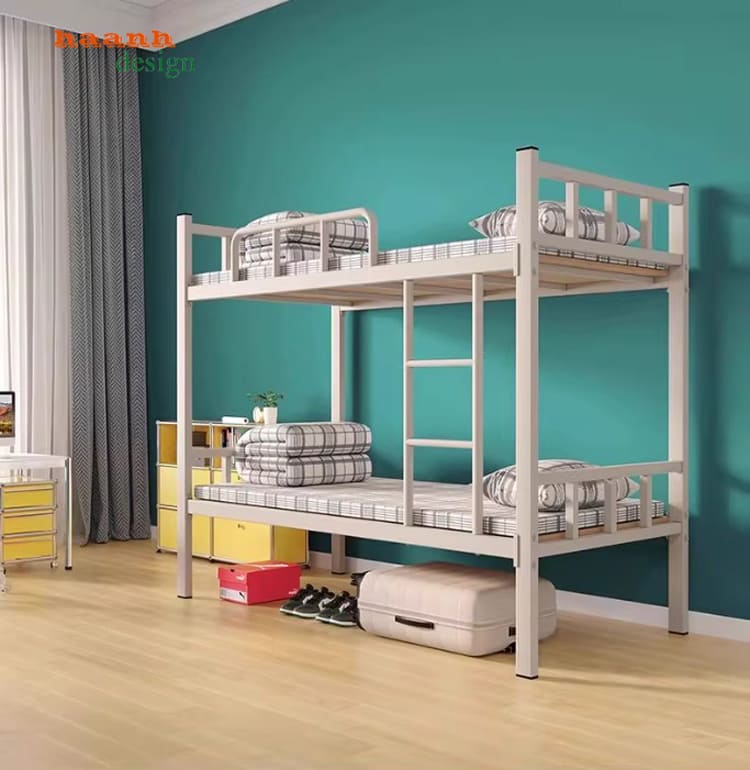 Giường tầng sắt đẹp sơn tĩnh điện kết hợp gỗ chống ẩm cao cấp-GTS 006
