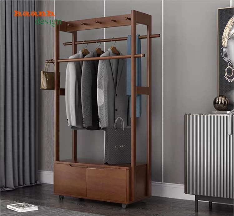 kệ gỗ treo quần &aacute;o dạng mở hiện đại