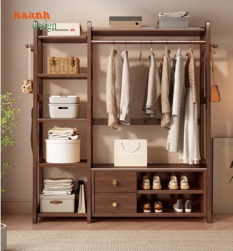 Giá kệ gỗ treo quần áo thiết kế chữ A độc đáo, dễ tháo lắp-KGT 001