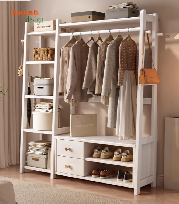  kệ gỗ treo quần &aacute;o bằng gỗ sồi cao cấp