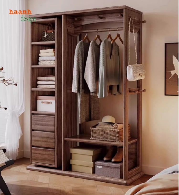 Kệ treo quần áo bằng gỗ sồi tự nhiên–Tiện ích cho phòng ngủ-KGT 002