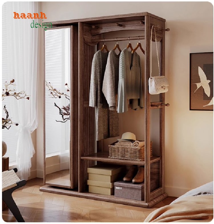 kệ treo quần &aacute;o gỗ ph&ograve;ng ngủ đẹp