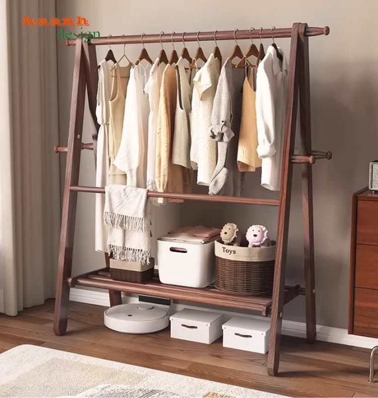 Kệ treo quần áo chữ A bằng gỗ tự nhiên – Đẹp, bền, tiện dụng-KGT 003