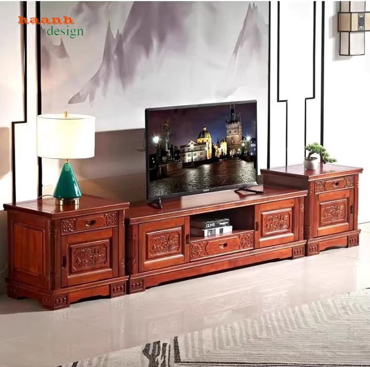 Kệ tivi gỗ hương đá cao cấp cho phòng khách sang trọng-KTV 011