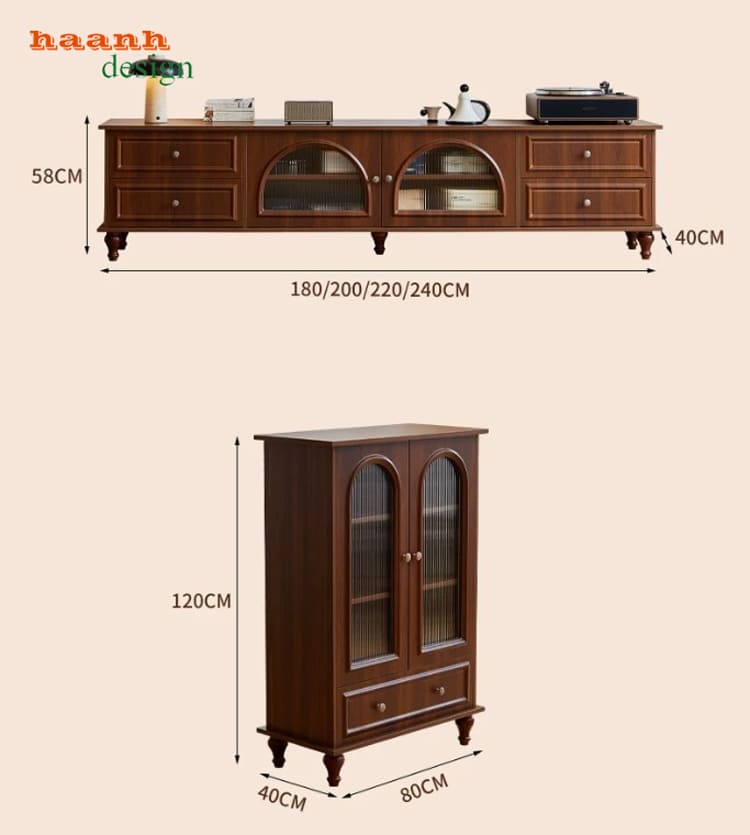 Kích thước kệ tivi KTD 013 Kích thước kệ tivi và tủ đứng phối hợp