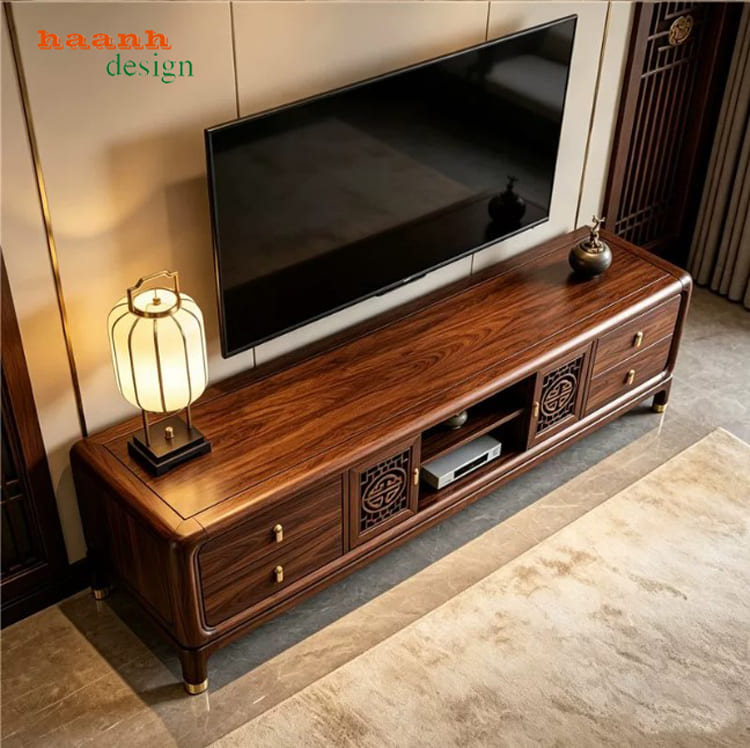 mẫu kệ tivi tân cổ điển gỗ sồi tự nhiên đẹp