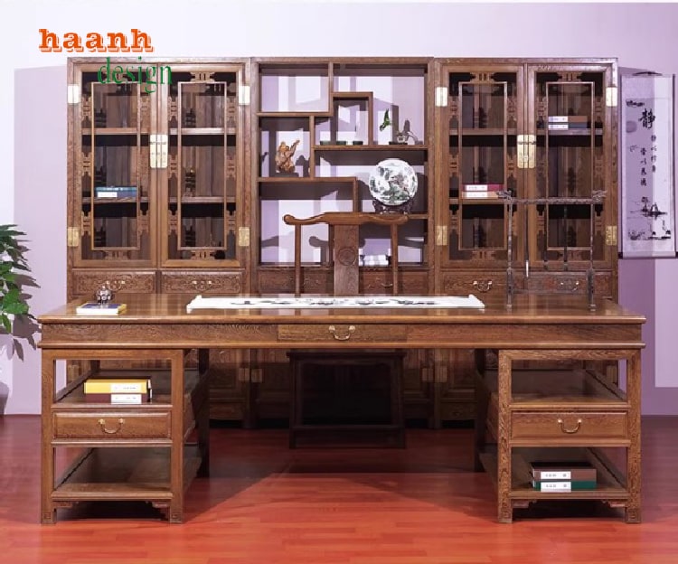 Tinh Hoa Thủ Công Việt Trong Mẫu Bàn Làm Việc Gỗ Giả Cổ-BLG 015