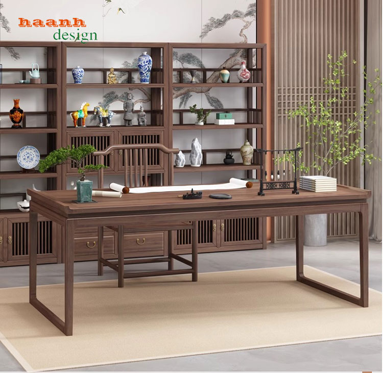 Phòng làm việc gỗ giả cổ 