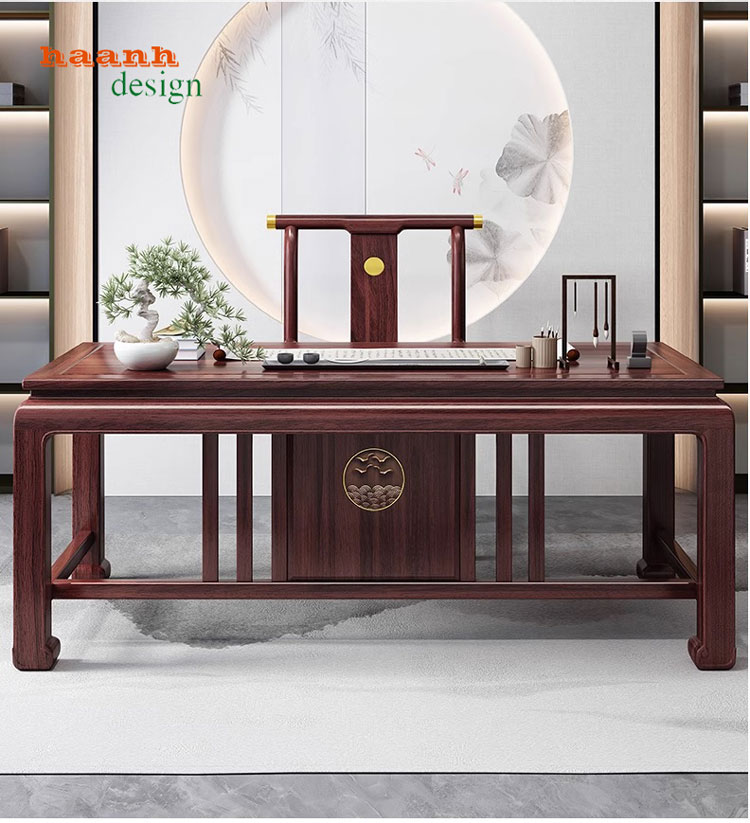 Phòng làm việc gỗ giả cổ 