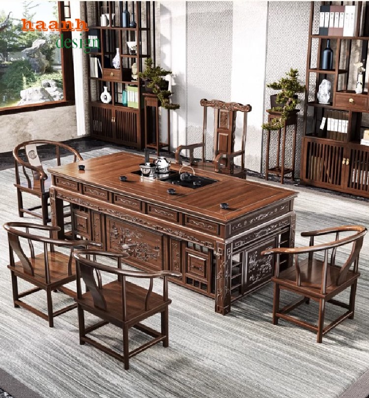 Bàn Làm Việc Gỗ Giả Cổ – Vẻ Đẹp Cổ Điển Trong Không Gian-BLG 014