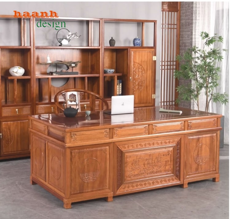 Bàn làm việc gỗ giả cổ sản phẩm cho lãnh đạo cao cấp BLG 002
