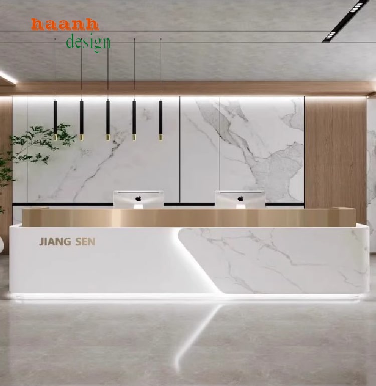 Mẫu quầy lễ tân khách sạn sang trọng từ gỗ công nghiệp-QLK 017