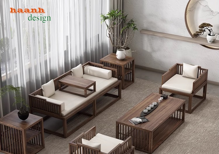 Sofa gỗ sồi sơn m&agrave;u &oacute;c ch&oacute;