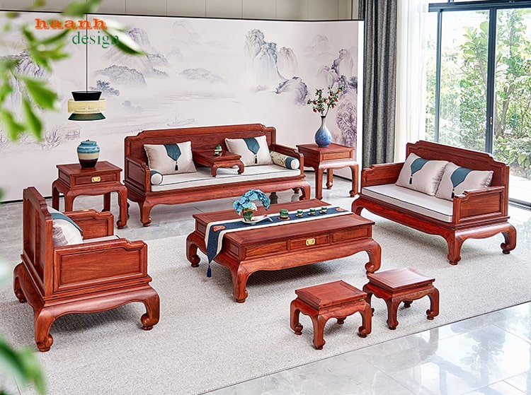 Bàn ghế phòng khách gỗ tự nhiên